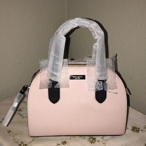 NWT Kate Spade pale pink & black mini satchel